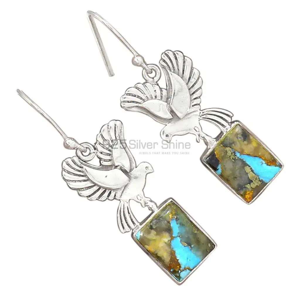Natural Turquoise Gemstone Earrings In 925 Sterling Silver Jewelry 925SE2680_1