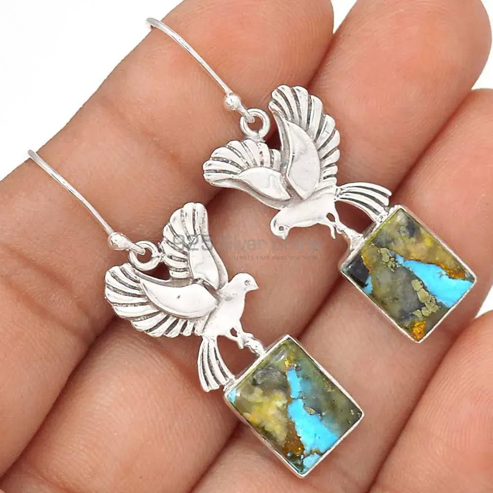 Natural Turquoise Gemstone Earrings In 925 Sterling Silver Jewelry 925SE2680_2