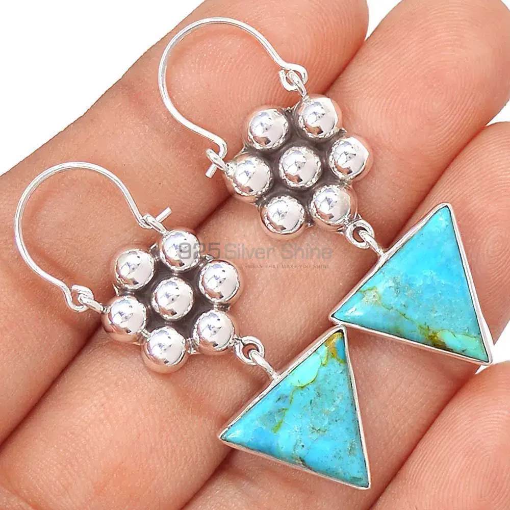 Natural Turquoise Gemstone Earrings In 925 Sterling Silver Jewelry 925SE3082_0