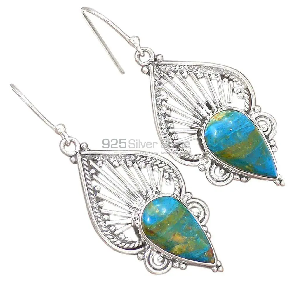 Natural Turquoise Gemstone Earrings In Solid 925 Silver 925SE2655_1