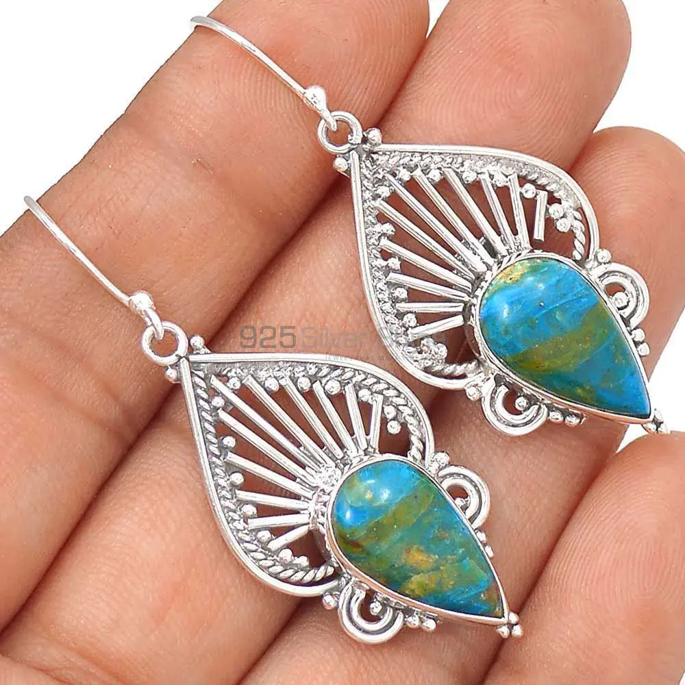 Natural Turquoise Gemstone Earrings In Solid 925 Silver 925SE2655_2