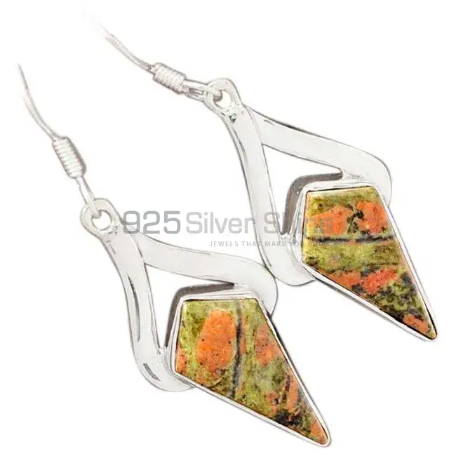 Natural Unakite Gemstone Earrings In 925 Sterling Silver Jewelry 925SE2600_2
