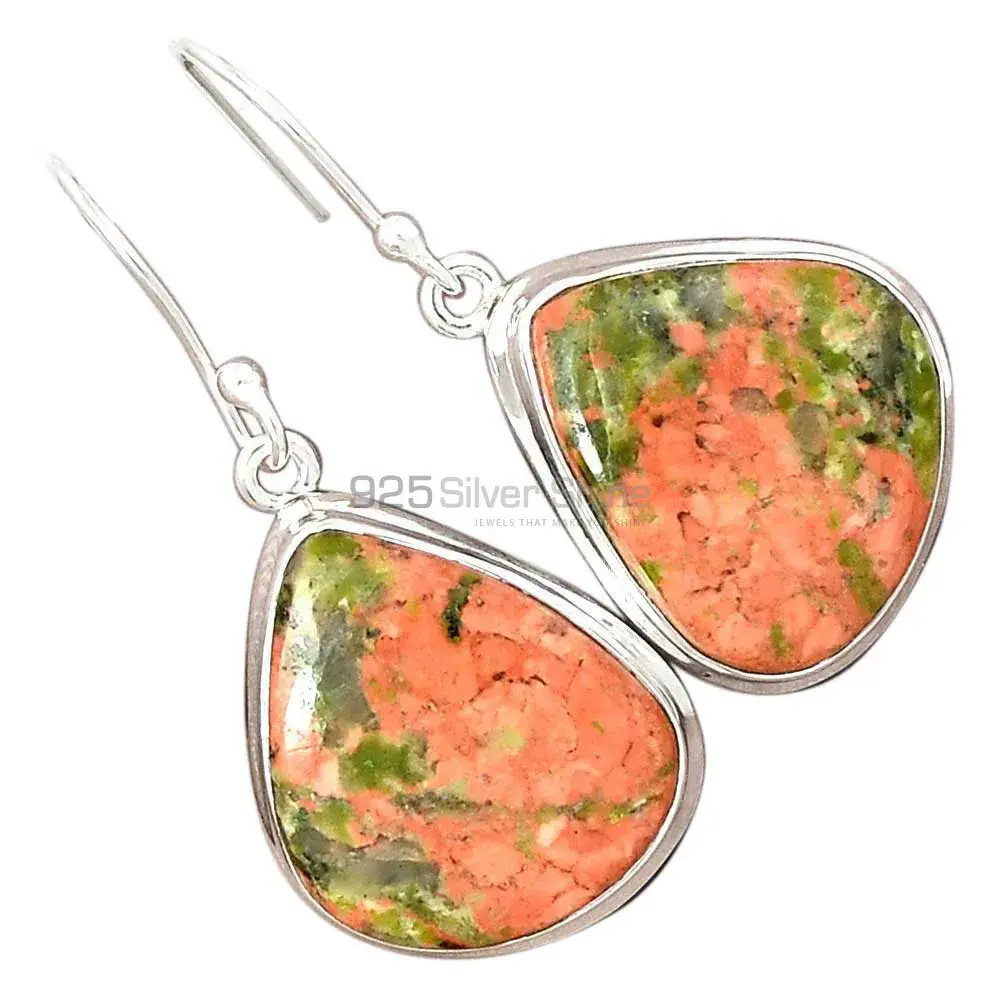 Natural Unakite Gemstone Earrings In 925 Sterling Silver Jewelry 925SE2600_8