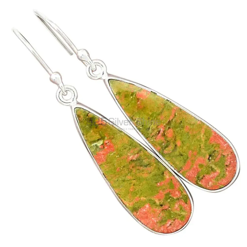 Natural Unakite Gemstone Earrings In 925 Sterling Silver Jewelry 925SE2600_10