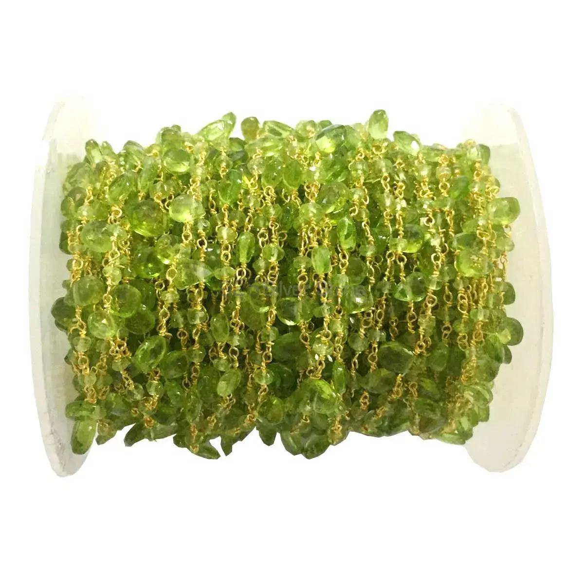 Peridot Gemstone Rosary Chain. "Wire Wrapped 1 Feet Roll Chain" 925RC213_0