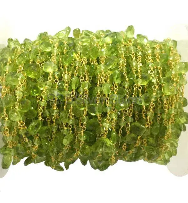 Peridot Gemstone Rosary Chain. "Wire Wrapped 1 Feet Roll Chain" 925RC213_1