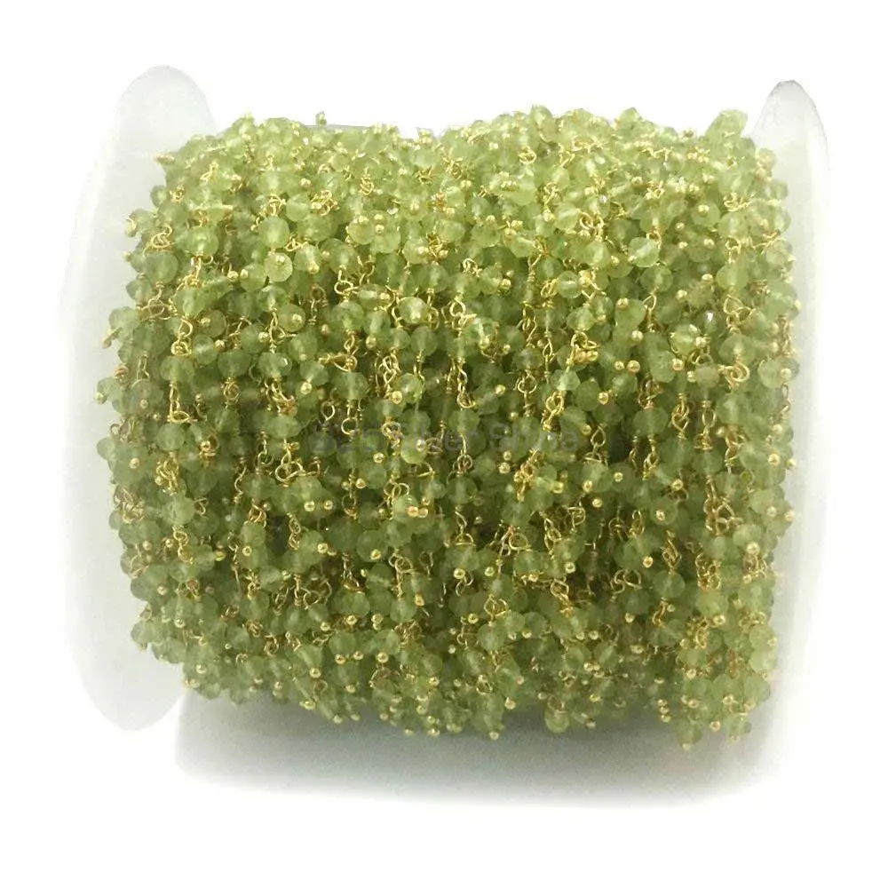 Peridot Gemstone Rosary Chain. "Wire Wrapped 1 Feet Roll Chain" 925RC215_0