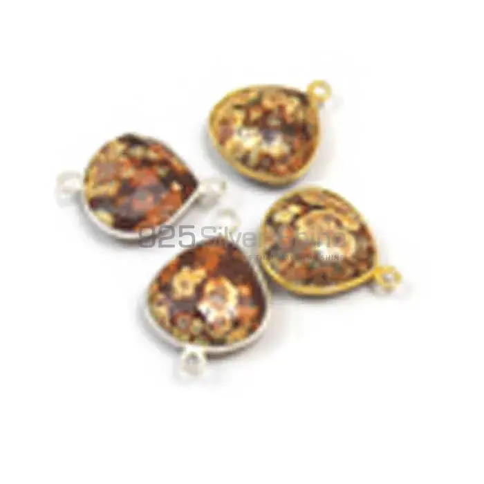 Pieces Jasper Heart Gemstone Double Bail Bezel Sterling Silver Gold Vermeil Gemstone Connector 925GC383_0