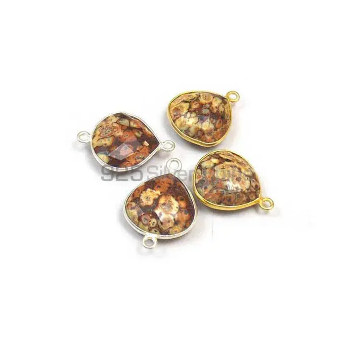 Pieces Jasper Heart Gemstone Double Bail Bezel Sterling Silver Gold Vermeil Gemstone Connector 925GC383_2