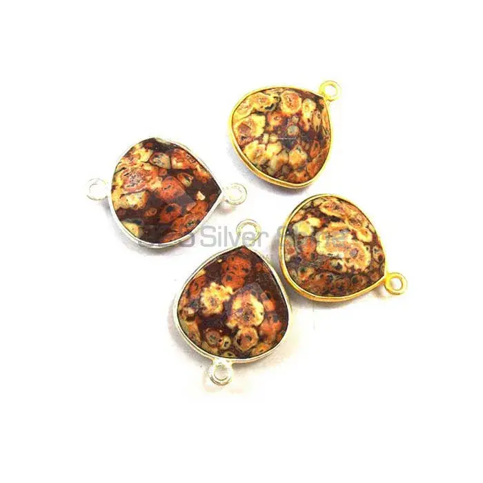 Pieces Jasper Heart Gemstone Double Bail Bezel Sterling Silver Gold Vermeil Gemstone Connector 925GC384_1
