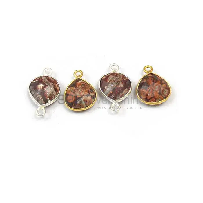 Pieces Jasper Heart Gemstone Single Bail Bezel Sterling Silver Gold Vermeil Gemstone Connector 925GC390_0