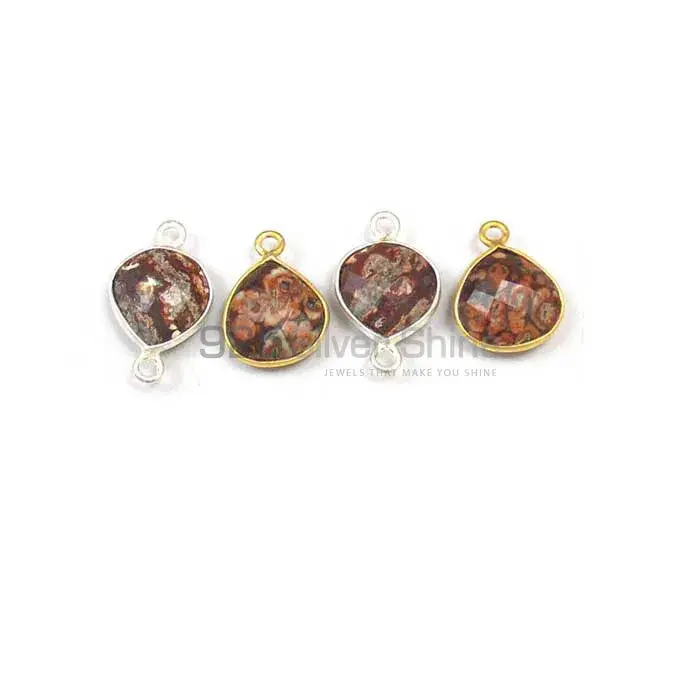 Pieces Jasper Heart Gemstone Single Bail Bezel Sterling Silver Gold Vermeil Gemstone Connector 925GC390_1