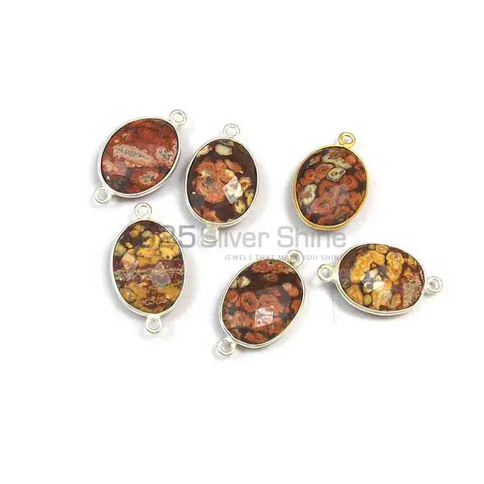 Pieces Jasper Oval Gemstone Double Bail Bezel Sterling Silver Gemstone Connector 925GC386_2
