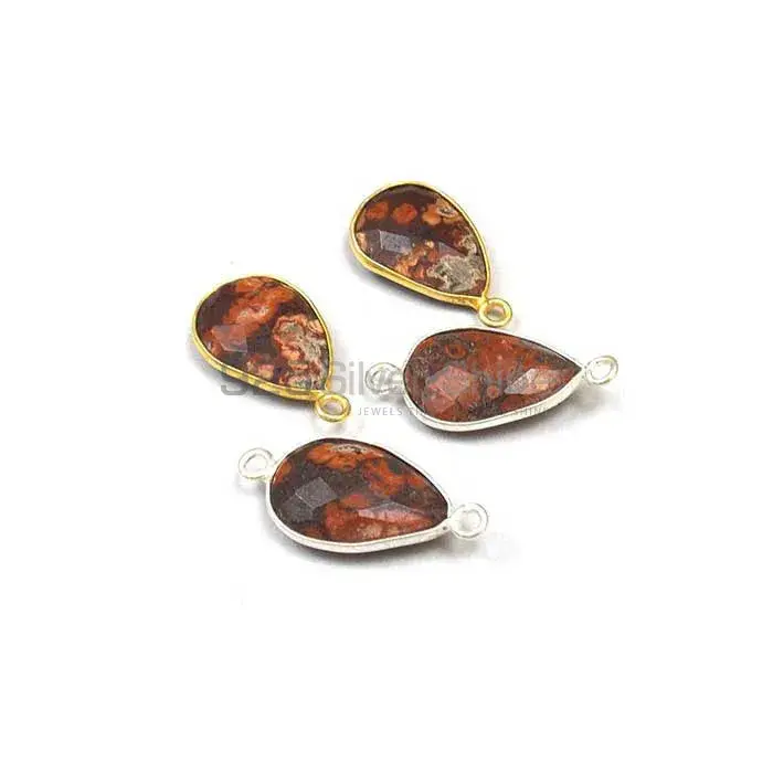 Pieces Jasper Pear Gemstone Single Bail Bezel Sterling Silver Gold Vermeil Gemstone Connector_0
