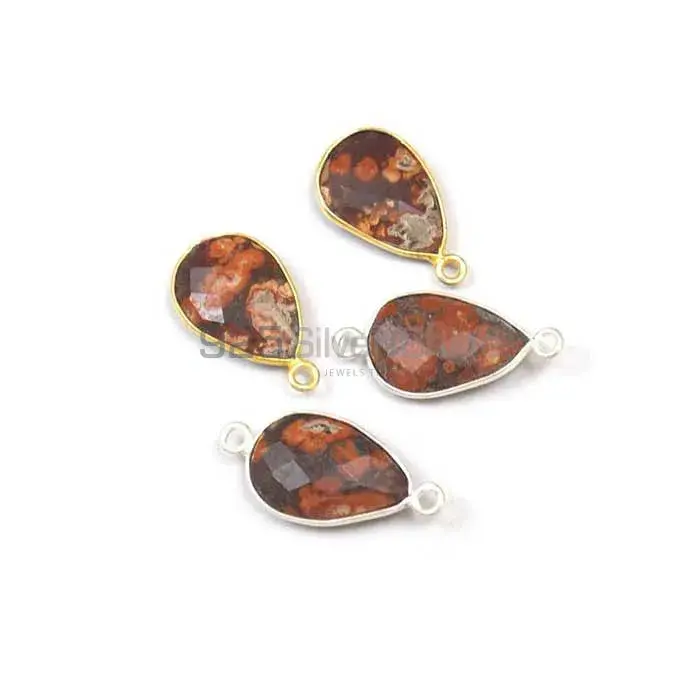 Pieces Jasper Pear Gemstone Single Bail Bezel Sterling Silver Gold Vermeil Gemstone Connector_1