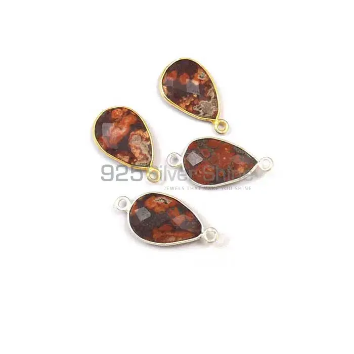 Pieces Jasper Pear Gemstone Single Bail Bezel Sterling Silver Gold Vermeil Gemstone Connector_2