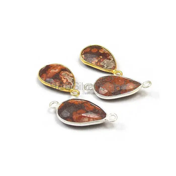 Pieces Jasper Pear Gemstone Single Bail Bezel Sterling Silver Gold Vermeil Gemstone Connector_3