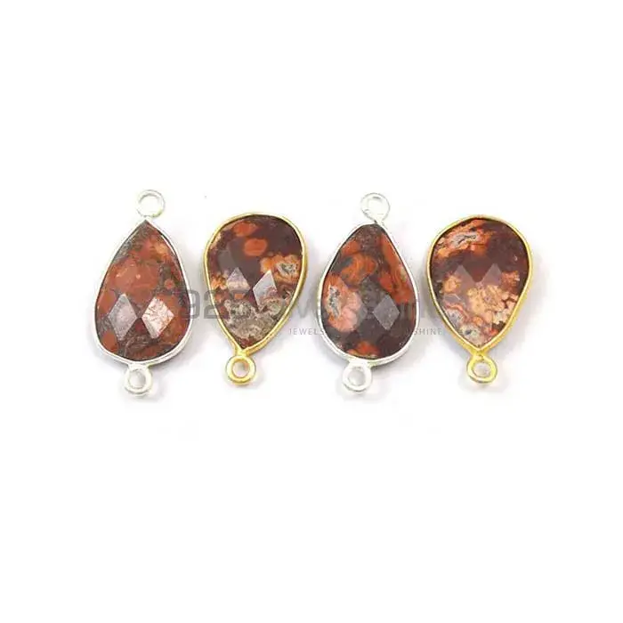 Pieces Jasper Pear Gemstone Single Bail Bezel Sterling Silver Gold Vermeil Gemstone Connector_4