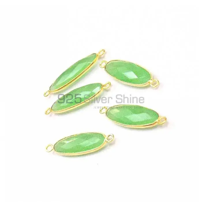 Prehnite Chalcedony Oval Gemstone Double Bail Bezel Sterling Silver Gold Vermeil Connector 925GC136_3