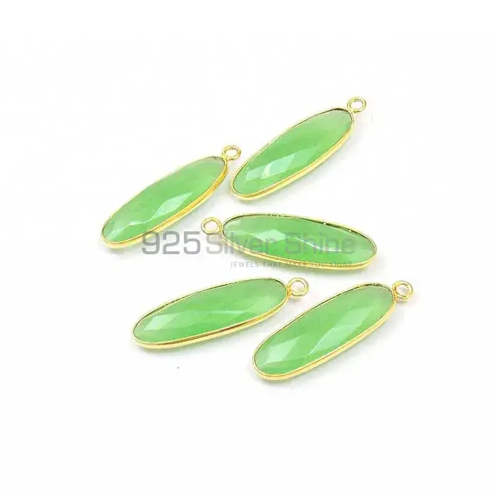 Prehnite Chalcedony Oval Gemstone Double Bail Bezel Sterling Silver Gold Vermeil Connector 925GC136_5