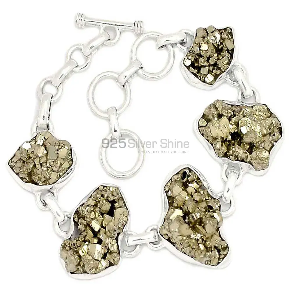 Pyrite Druzy Gemstone Handmade Bracelets In Solid Sterling Silver Jewelry 925SB311-1_0