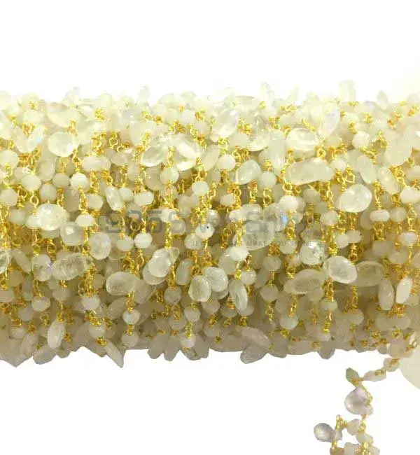 Rainbow Moonstone Rosary Chain. "Wire Wrapped 1 Feet Roll Chain" 925RC219_0