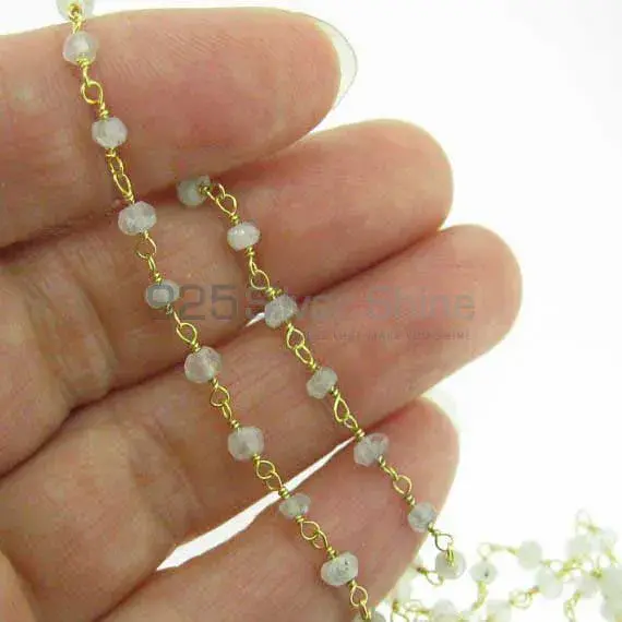 Rainbow moonstone rosary chain. "Wire Wrapped 1 Feet Roll Chain" 925RC239_1