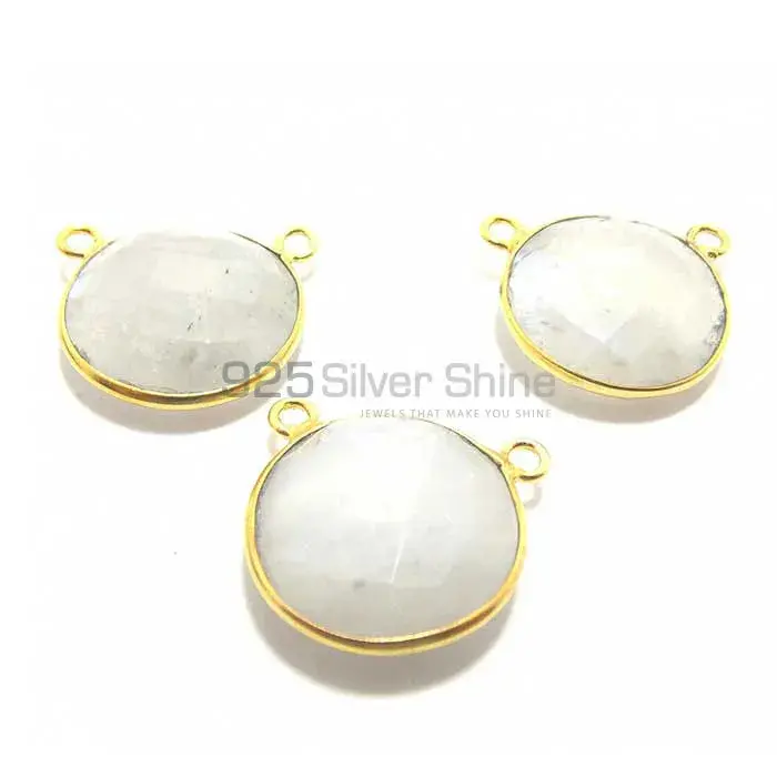 Rainbow Multi Quartz Round Gemstone Double Bail Bezel Sterling Silver Gold Vermeil Gemstone Connector 925GC211_0