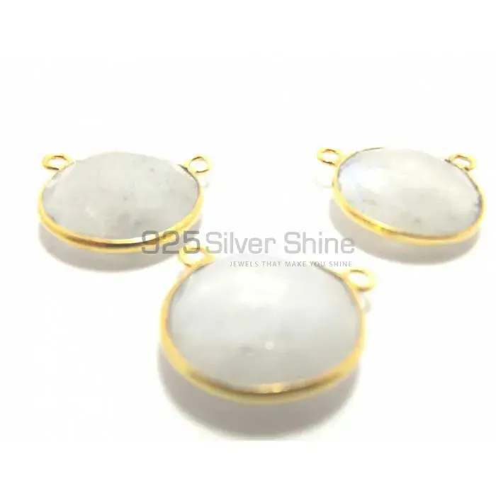 Rainbow Multi Quartz Round Gemstone Double Bail Bezel Sterling Silver Gold Vermeil Gemstone Connector 925GC211_1