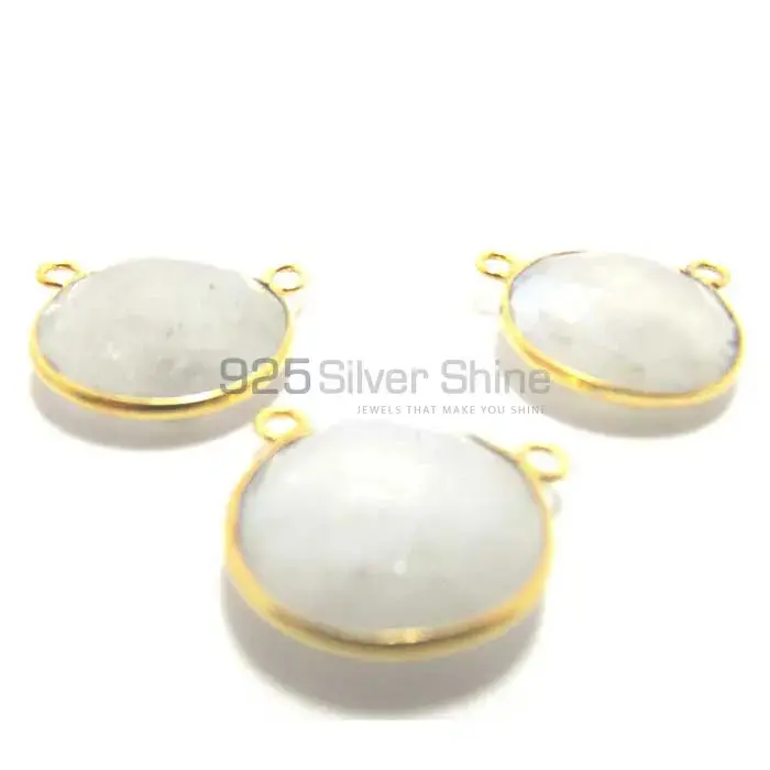 Rainbow Multi Quartz Round Gemstone Double Bail Bezel Sterling Silver Gold Vermeil Gemstone Connector 925GC211_2
