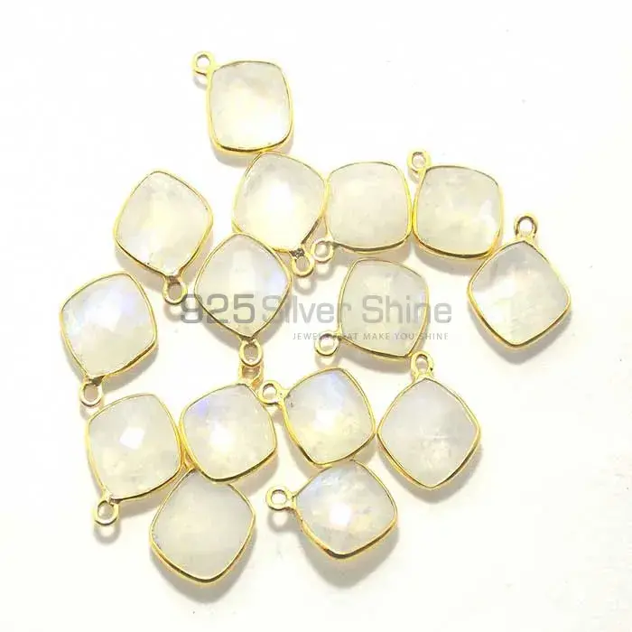 Rainbow Multi Quartz Square Gemstone Single Bail Bezel Sterling Silver Gold Vermeil Connector 925GC206_1