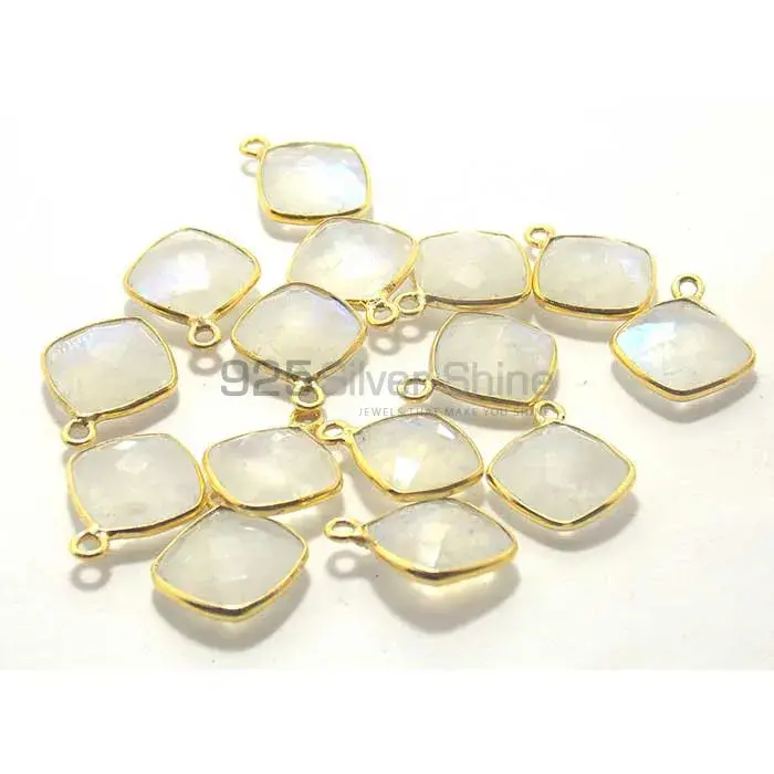 Rainbow Multi Quartz Square Gemstone Single Bail Bezel Sterling Silver Gold Vermeil Connector 925GC206_2