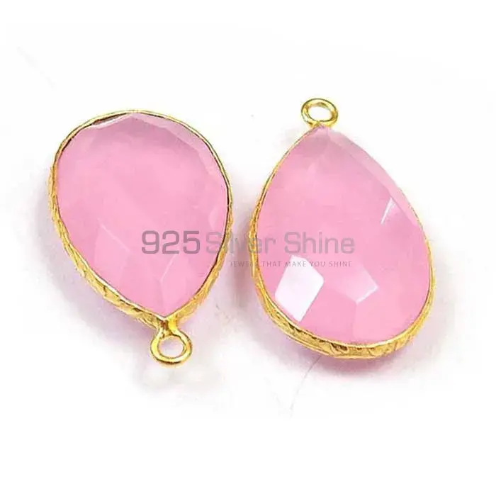 Rose Quartz Pear Gemstone Single Bail Bezel Sterling Silver Gold Vermeil Connector 925GC167_3