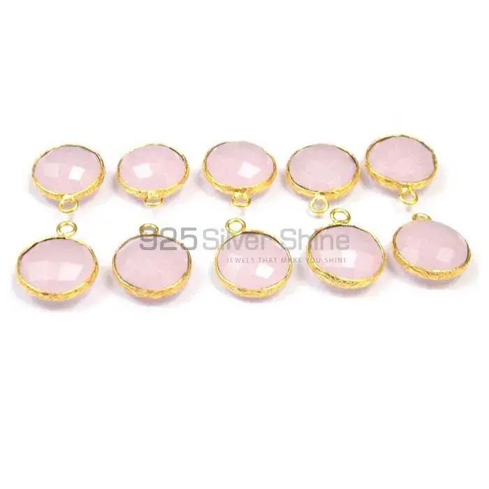 Rose Quartz Round Gemstone Single Bail Bezel Sterling Silver Gold Vermeil Connector 925GC163_5