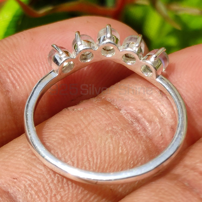 Round Rainbow Moonstone Ring In Sterling Silver SSR47_3