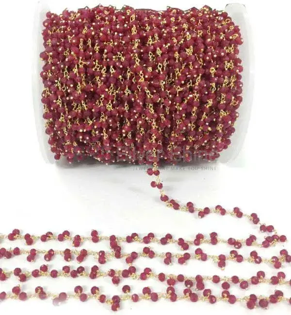 Ruby Gemstone Rosary Chain. "Wire Wrapped 1 Feet Roll Chain" 925RC223_2