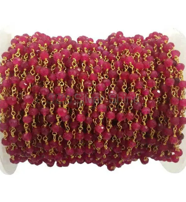 Ruby Gemstone Rosary Chain. "Wire Wrapped 1 Feet Roll Chain" 925RC223_3