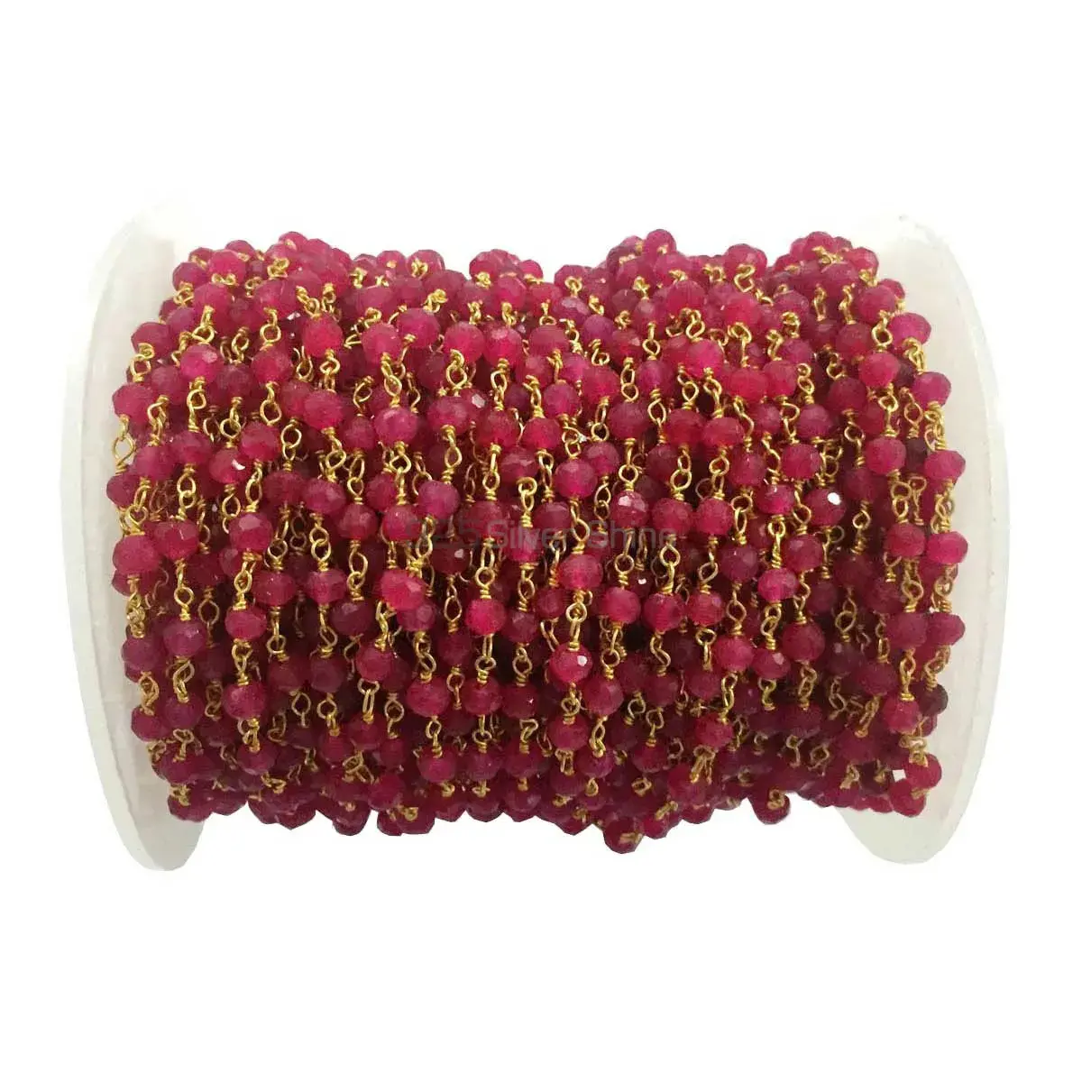 Ruby Gemstone Rosary Chain. "Wire Wrapped 1 Feet Roll Chain" 925RC223_4