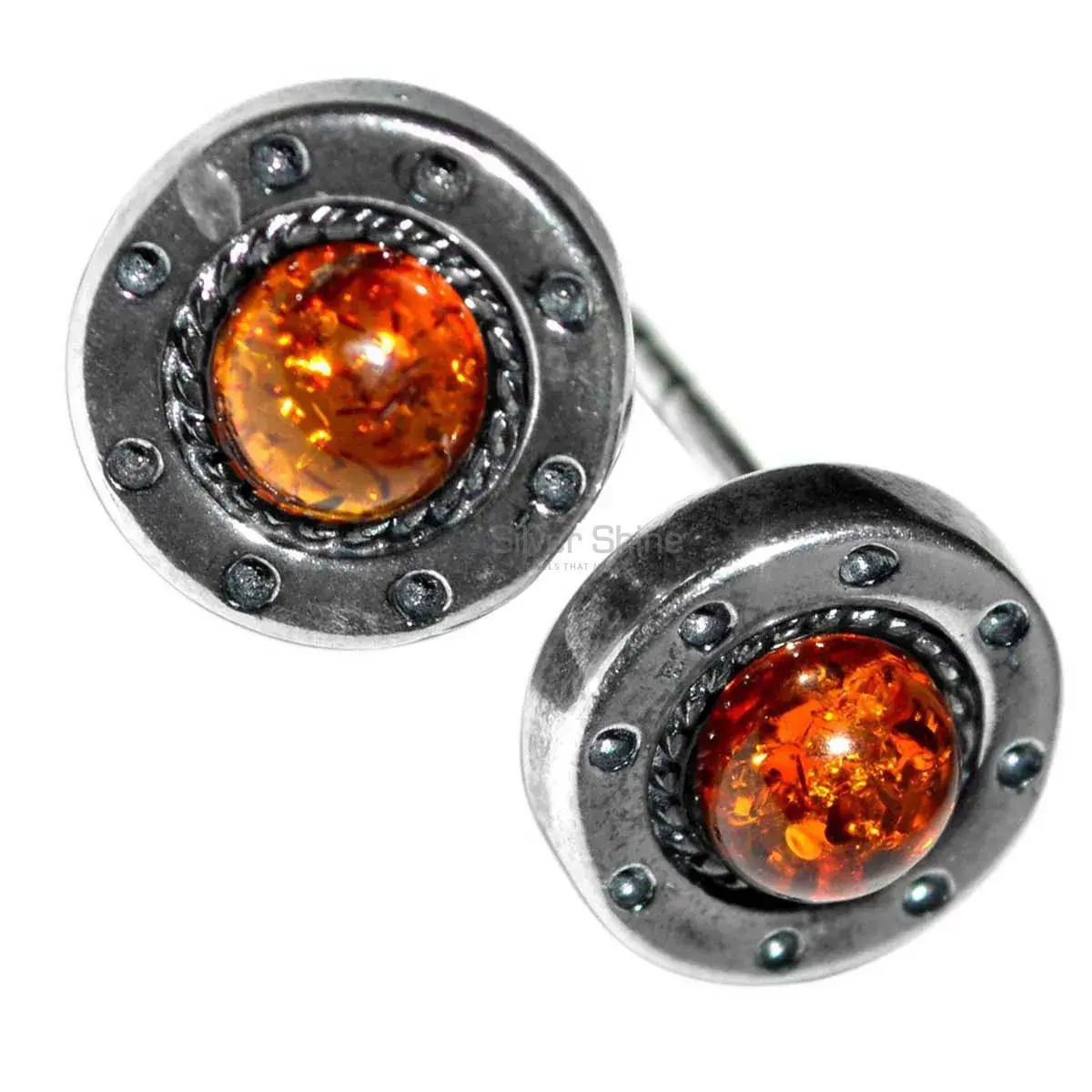 Semi Precious Amber Gemstone Earrings In 925 Sterling Silver Jewelry 925SE2928_1