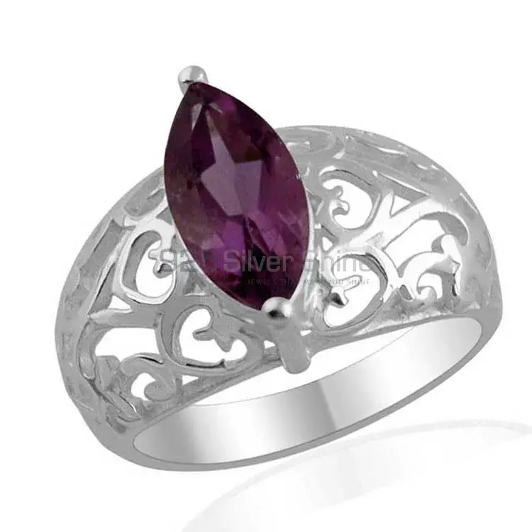 Amethyst Stone Filigree Design Silver Rings 925SR1373_1
