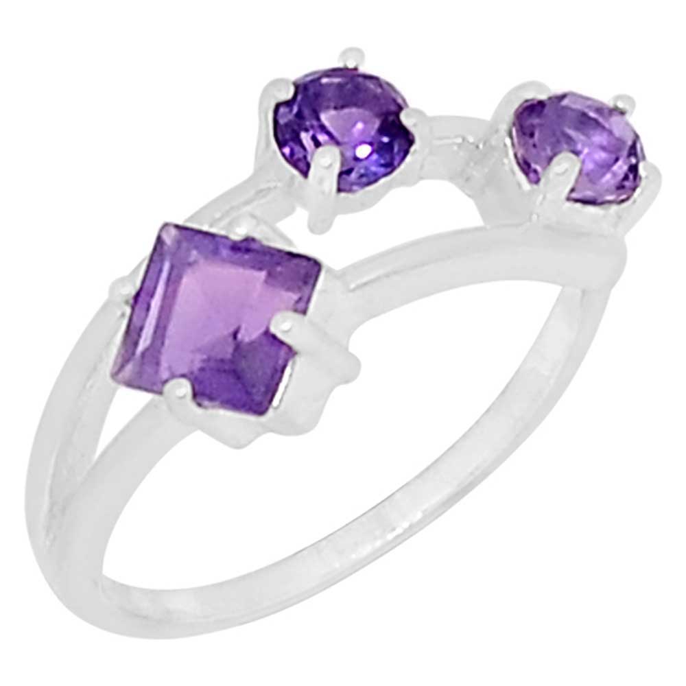 Semi Precious Amethyst Gemstone Rings In 925 Sterling Silver Jewelry 925SR957