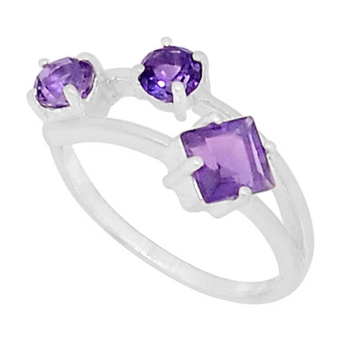Semi Precious Amethyst Gemstone Rings In 925 Sterling Silver Jewelry 925SR957_0