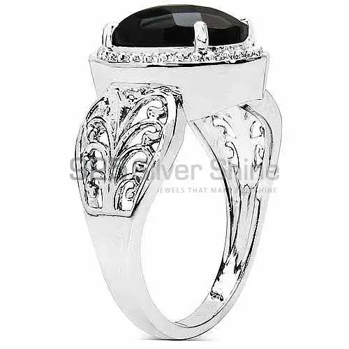 Semi Precious Black Onyx Gemstone Rings In Fine 925 Sterling Silver 925SR3284_1