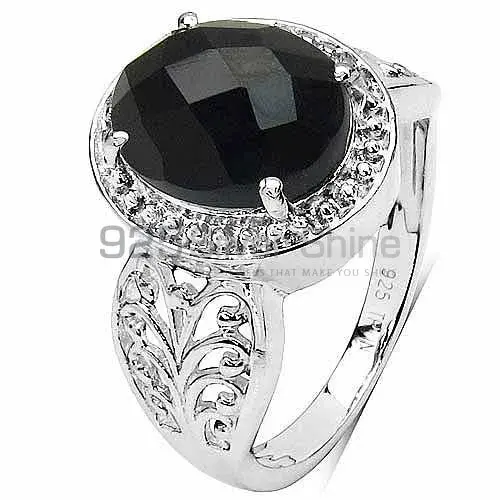 Semi Precious Black Onyx Gemstone Rings In Fine 925 Sterling Silver 925SR3284_2
