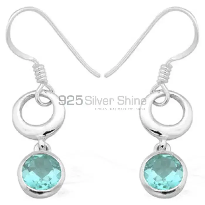 Semi Precious Blue Topaz Gemstone Earrings In 925 Sterling Silver Jewelry 925SE974_0