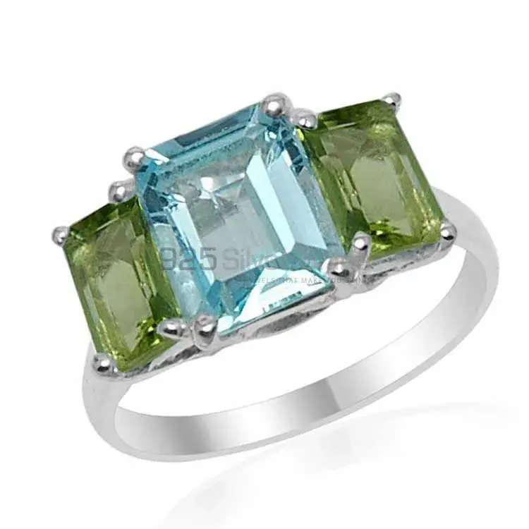 Semi Precious Blue Topaz, Peridot Gemstone Rings In 925 Sterling Silver Jewelry 925SR1555_1