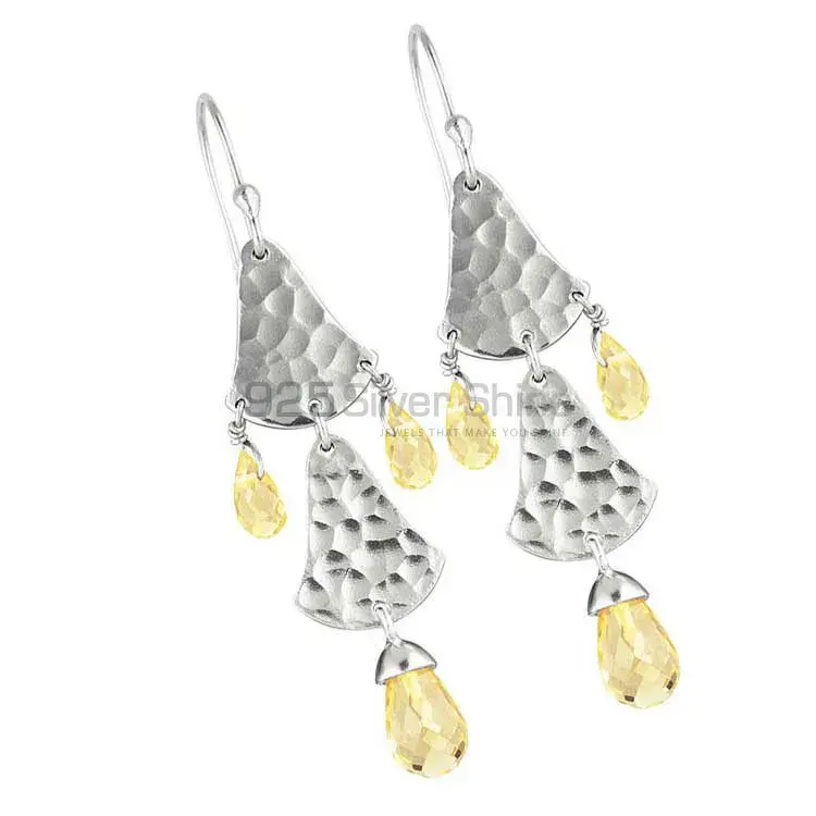 Semi Precious Citrine Gemstone Earrings In Fine 925 Sterling Silver 925SE1850_1