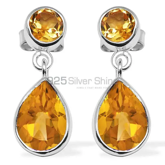 Semi Precious Citrine Gemstone Earrings In 925 Sterling Silver Jewelry 925SE1132_0