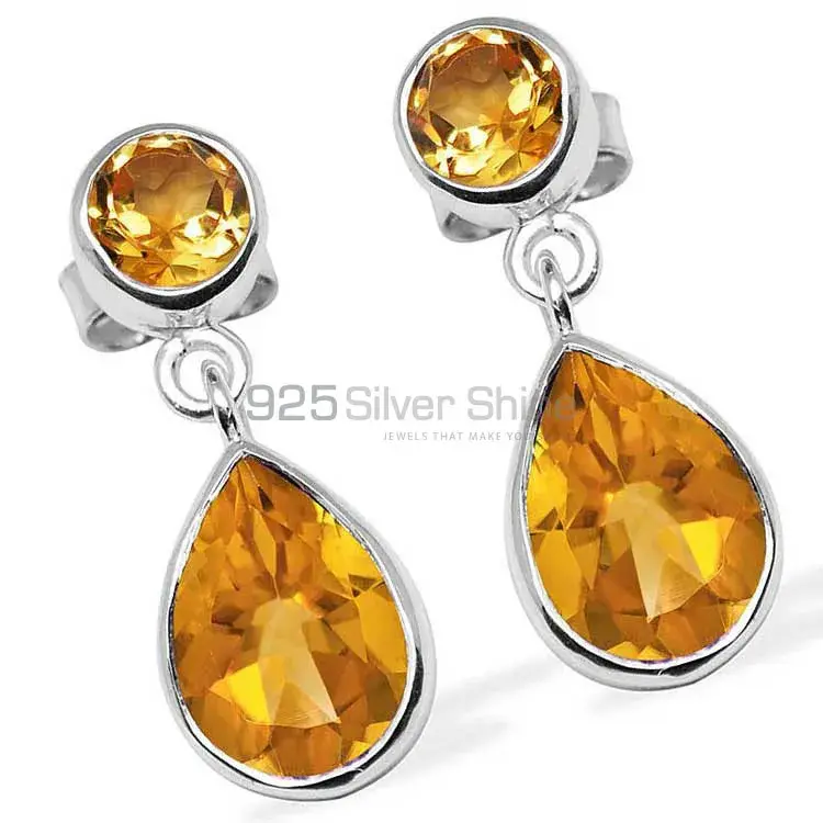Semi Precious Citrine Gemstone Earrings In 925 Sterling Silver Jewelry 925SE1132_1
