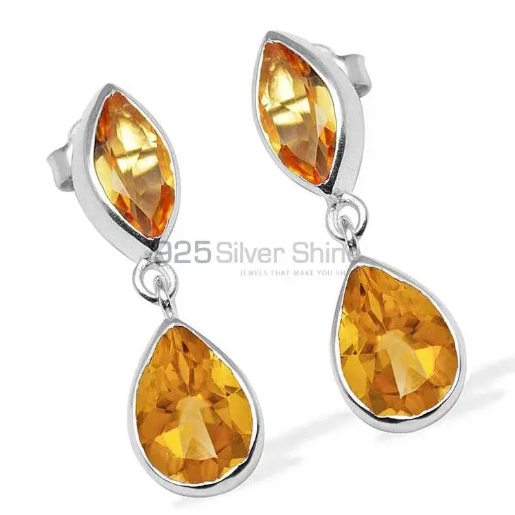 Semi Precious Citrine Gemstone Earrings In 925 Sterling Silver Jewelry 925SE1126_1